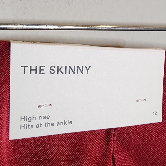 NWT Ann Taylor Zip Ankle Red High Rise Skinny Ankle Pant Stretch Size 12 - Picture 8 of 15